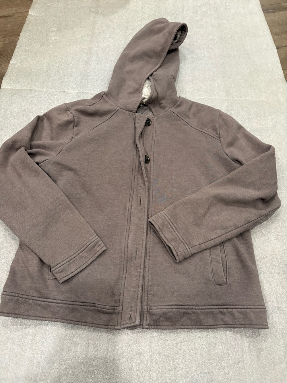 Banana Republic Hooded Zip Button Jacket Taupe